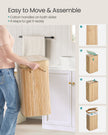 Laundry Hamper – Bamboo – Natural Beige – Removable and Washable with Lid and Handles