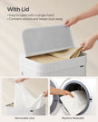Laundry Hamper – Bamboo – Cloud White – Removable Lid with Handles
