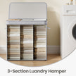 Bamboo Laundry Basket – Grey – 100 L – Lid and Removable Machine Washable with Handles