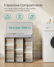Laundry Hamper – Bamboo – Dove Grey – Removable and Machine Washable with Lid and Handles, 100 L