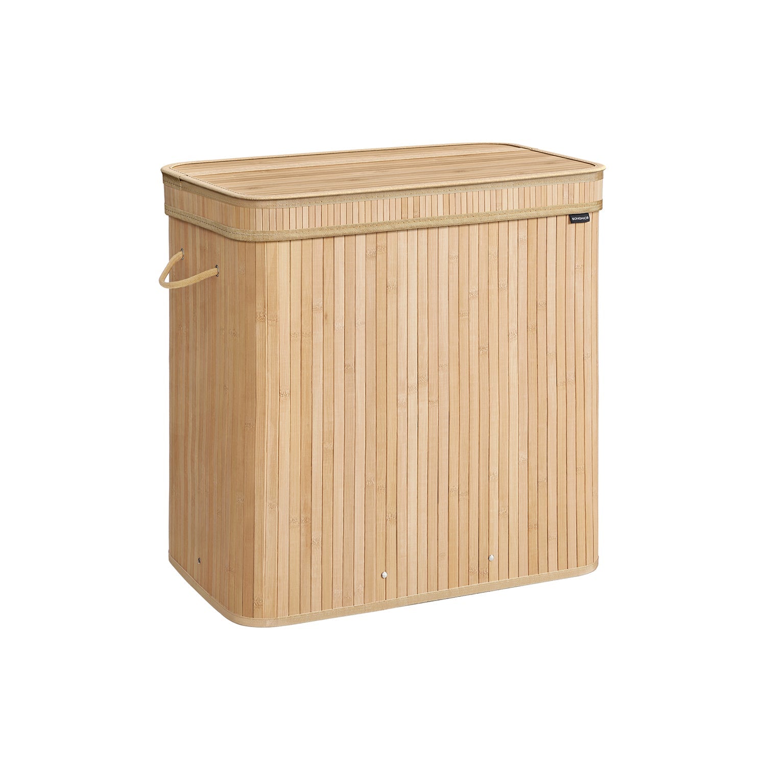 Laundry Hamper – Bamboo – Natural Beige – Removable and Machine Washable with Lid and Handles, 100L