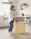 Laundry Hamper – Bamboo – Natural Beige – Removable and Machine Washable with Lid and Handles, 100L