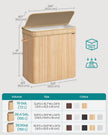 Laundry Hamper – Bamboo – Natural Beige – Removable and Machine Washable with Lid and Handles, 100L