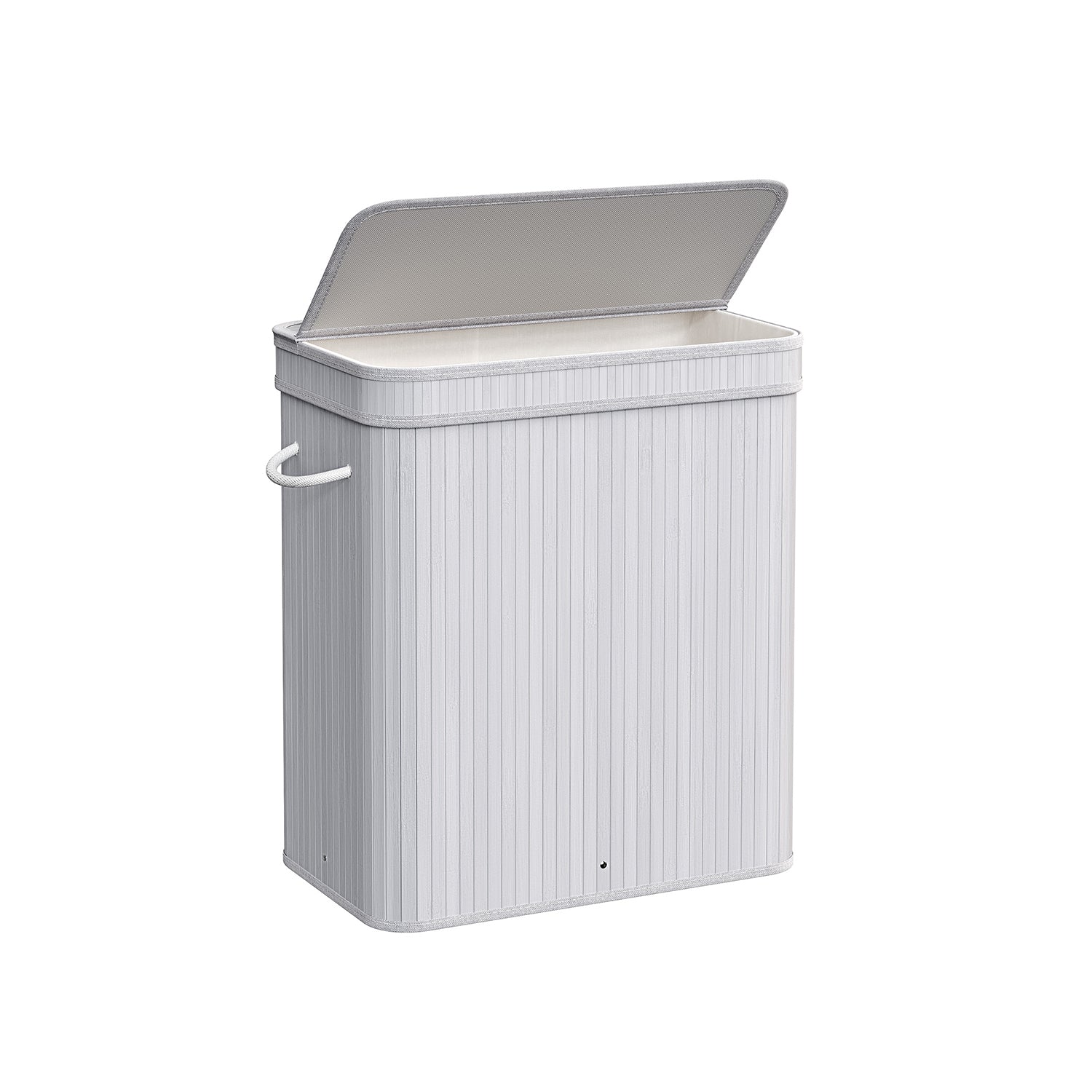 Laundry Hamper – Bamboo – Grey – 100L with Lid and Handles