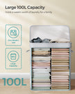 Laundry Hamper – Bamboo – Grey – 100L with Lid and Handles