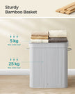 Laundry Hamper – Bamboo – Grey – 100L with Lid and Handles