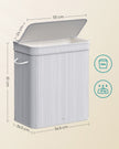 Laundry Hamper – Bamboo – Grey – 100L with Lid and Handles