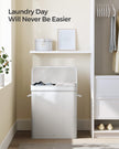 Laundry Hamper – Bamboo – White – 100L with Lid and Handles, Removable and Machine Washable