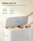 Laundry Hamper – Bamboo – White – 100L with Lid and Handles, Removable and Machine Washable