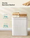 Laundry Hamper – Bamboo – White – 100L with Lid and Handles, Removable and Machine Washable