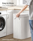 Laundry Hamper – Bamboo – White – 100L with Lid and Handles, Removable and Machine Washable