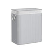 Divided Laundry Basket – Bamboo – Grey – 100L Capacity with Removable Liners and Lid