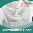 Laundry Basket – Bamboo – Grey – 2 Sorting Compartments with Removable Liners