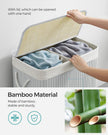 Divided Laundry Basket – Bamboo – Grey – 100L Capacity with Removable Liners and Lid