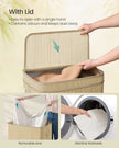 Laundry Basket – Bamboo – Natural – 90 L with Removable Liner and Lid