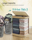 Laundry Basket – Bamboo – Natural – 90 L with Removable Liner and Lid