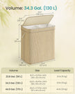 Laundry Basket – Bamboo – Natural – 130 L Capacity with Removable Liner and Lid