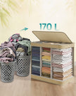 Laundry Basket – Bamboo – Natural – 170 L Capacity with Removable Liner and Lid