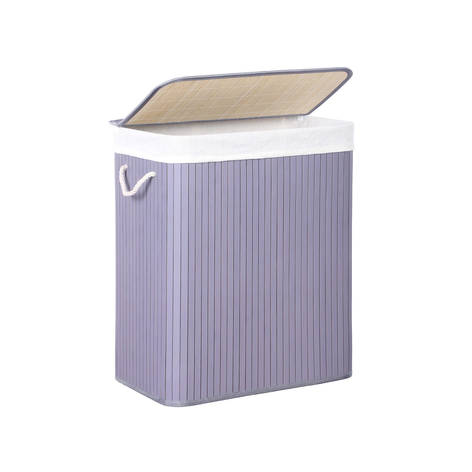 Laundry Hamper – Fabric – Distressed Grey – With Lid, Removable Liner Bag, and Handles, Foldable, 100L