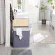 Laundry Hamper – Fabric – Distressed Grey – With Lid, Removable Liner Bag, and Handles, Foldable, 100L