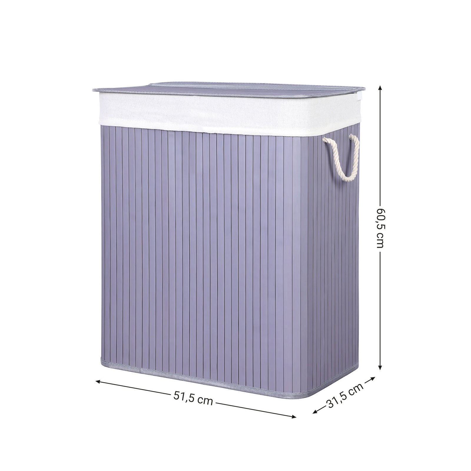 Laundry Hamper – Fabric – Distressed Grey – With Lid, Removable Liner Bag, and Handles, Foldable, 100L