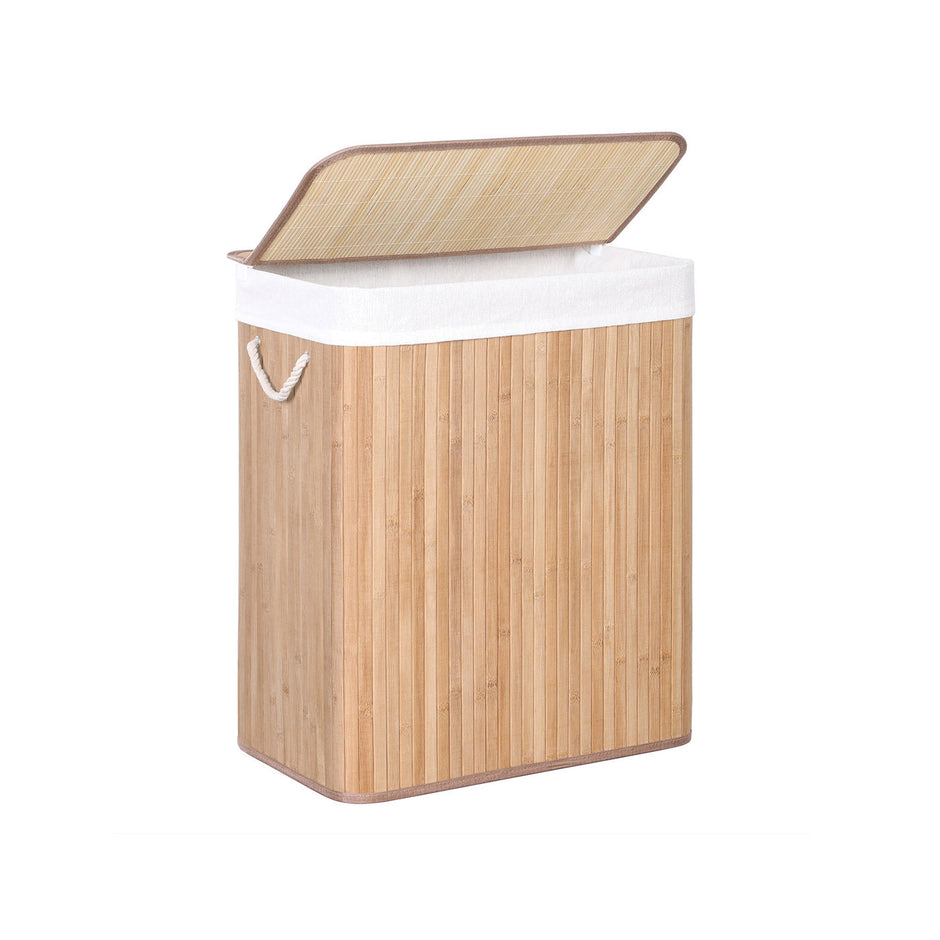 Laundry Hamper – Bamboo – Distressed Grey – Removable Lid and Liner Bag, 100L