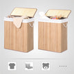 Laundry Hamper – Bamboo – Distressed Grey – Removable Lid and Liner Bag, 100L