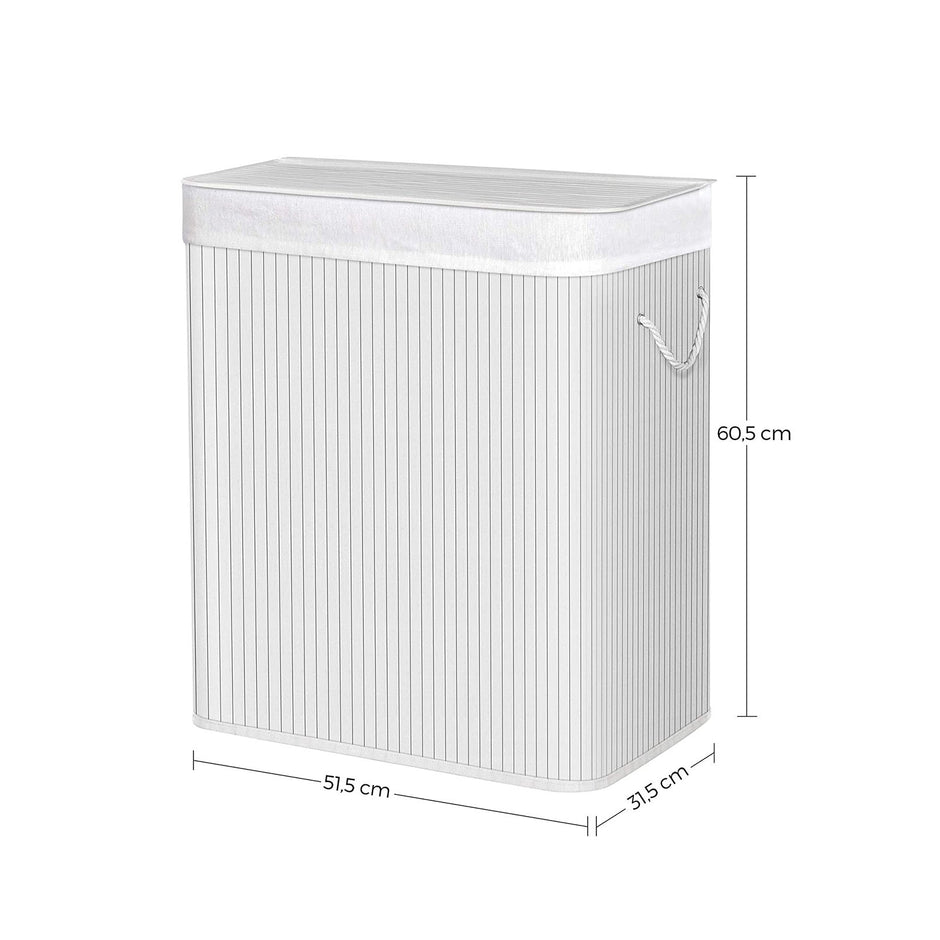 Laundry Hamper – Wood – Distressed Grey – Removable Lid and Liner Bag, Foldable, 100L