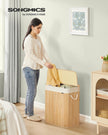 Laundry Basket – Bamboo – Natural – Foldable with Removable and Machine Washable Liner