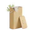 Laundry Basket with Lid - 60L - Bamboo & Polyester-Cotton Blend - Collapsible - Removable Machine-Washable Liner