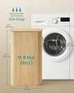 Laundry Basket with Lid - 60L - Bamboo & Polyester-Cotton Blend - Collapsible - Removable Machine-Washable Liner