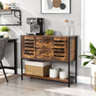 Storage Cabinet – Engineered Wood – Rustic Brown and Black – 2 Drawers, 2 Cupboards, Open Shelf, Industrial Style