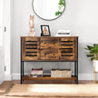 Storage Cabinet – Engineered Wood – Rustic Brown and Black – 2 Drawers, 2 Cupboards, Open Shelf, Industrial Style