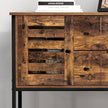 Storage Cabinet – Engineered Wood – Rustic Brown and Black – 2 Drawers, 2 Cupboards, Open Shelf, Industrial Style