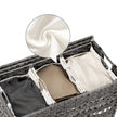 Handwoven Laundry Basket – Rattan – Grey – Features 3 Separate Compartments with Lid and Removable Liner Bags