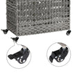 Handwoven Laundry Basket – Rattan – Grey – Features 3 Separate Compartments with Lid and Removable Liner Bags