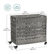 Handwoven Laundry Basket – Rattan – Grey – Features 3 Separate Compartments with Lid and Removable Liner Bags