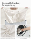 Laundry Hamper – Fabric – Natural – 3 Sections with Clip-on Lid and Handles, 150L Foldable