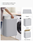 Laundry Hamper – Fabric – Natural – 3 Sections with Clip-on Lid and Handles, 150L Foldable