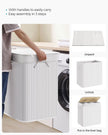 Laundry Hamper Basket – Fabric – Cloud White – 150L, Foldable with 3 Sections and Clip-on Lid