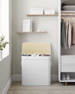 Laundry Hamper Basket – Fabric – Cloud White – 150L, Foldable with 3 Sections and Clip-on Lid