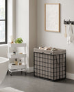 Laundry Basket – Metal Wire Frame – Black and Camel Brown – Collapsible, Removable and Washable Liner, 110L Capacity