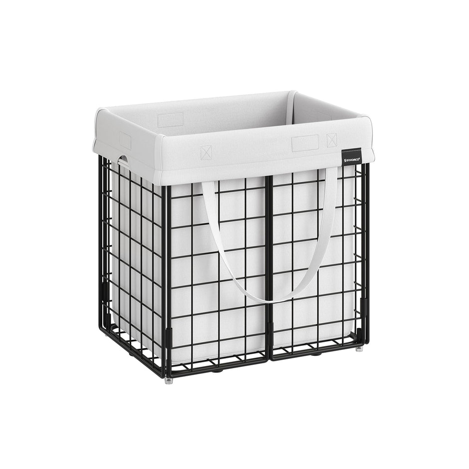 Collapsible Laundry Basket – Metal Wire Frame – 50L – Removable and Washable Liner