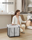 Collapsible Laundry Basket – Metal Wire Frame – 50L – Removable and Washable Liner