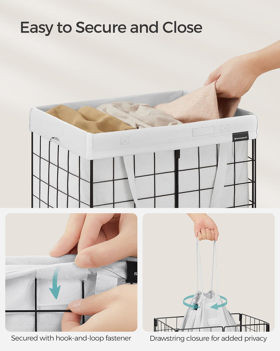 Collapsible Laundry Basket – Metal Wire Frame – 50L – Removable and Washable Liner