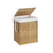 Laundry Basket – Synthetic Rattan – Natural – 110L with Lid and Handles, Foldable with Removable Liner