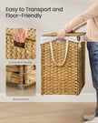 Laundry Basket – Synthetic Rattan – Natural – 110L with Lid and Handles, Foldable with Removable Liner