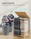 Laundry Basket – Synthetic Rattan – Natural – 110L with Lid and Handles, Foldable with Removable Liner