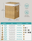 Laundry Basket – Synthetic Rattan – Natural – 110L with Lid and Handles, Foldable with Removable Liner