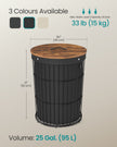 Round Laundry Hamper – Fabric – Ink Black – Versatile with Removable Liner, 95L Capacity